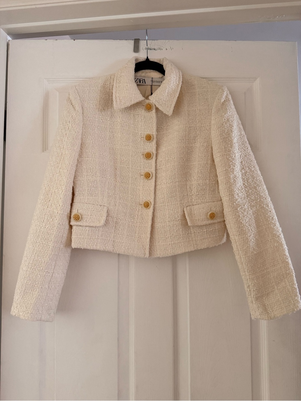 NEW! Zara - Tweed Cropped Blazer - Ecru - Size XS